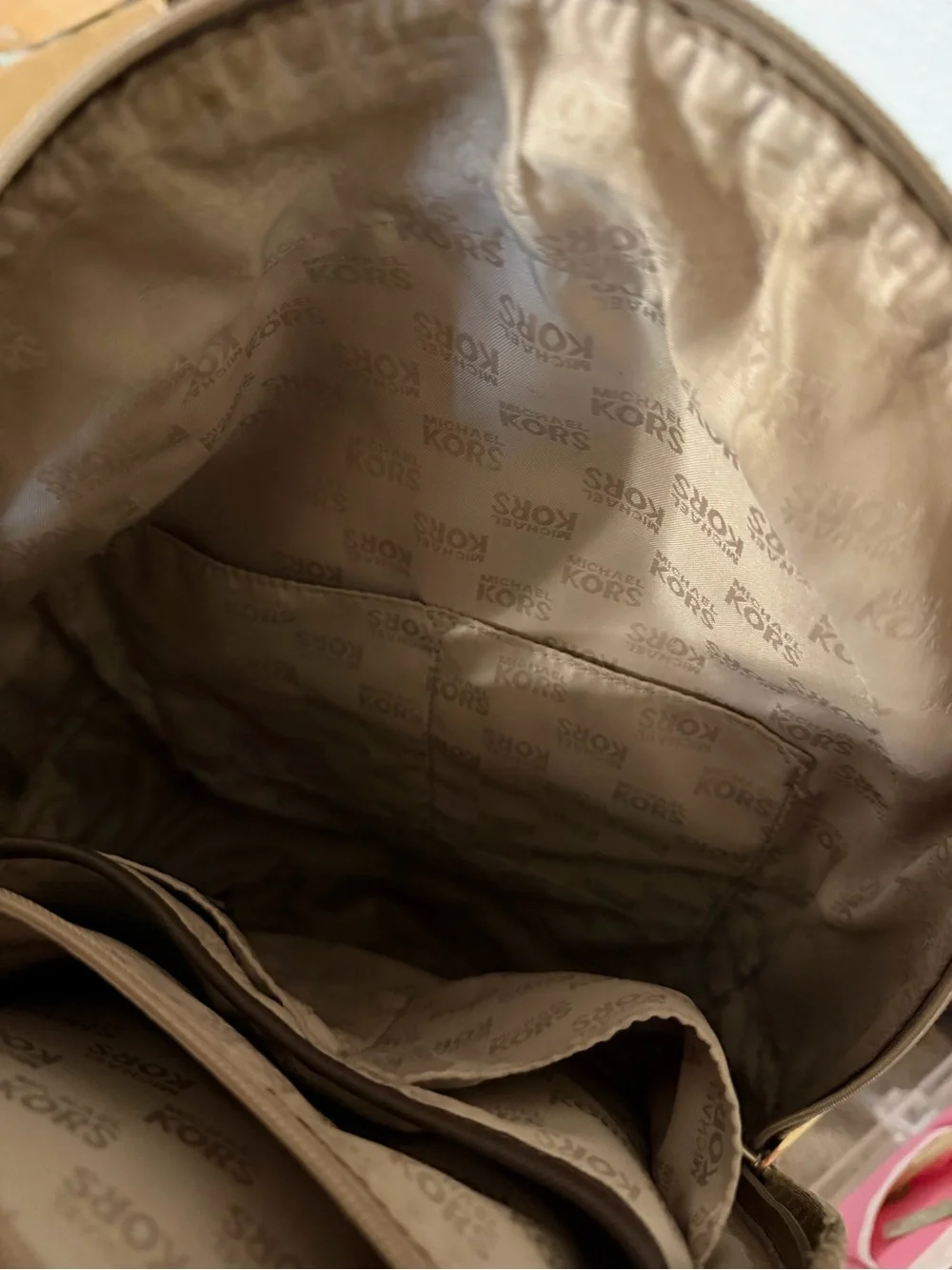 Michael Kors Tan/Brown MK Monogram Backpack
